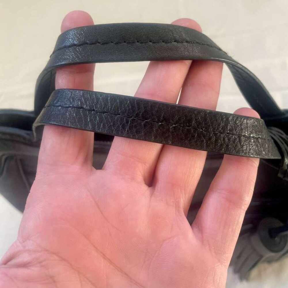 Isabella Fiore Black Leather Purse with Tassel Detail – 13x8.5” - Picture 7 of 9